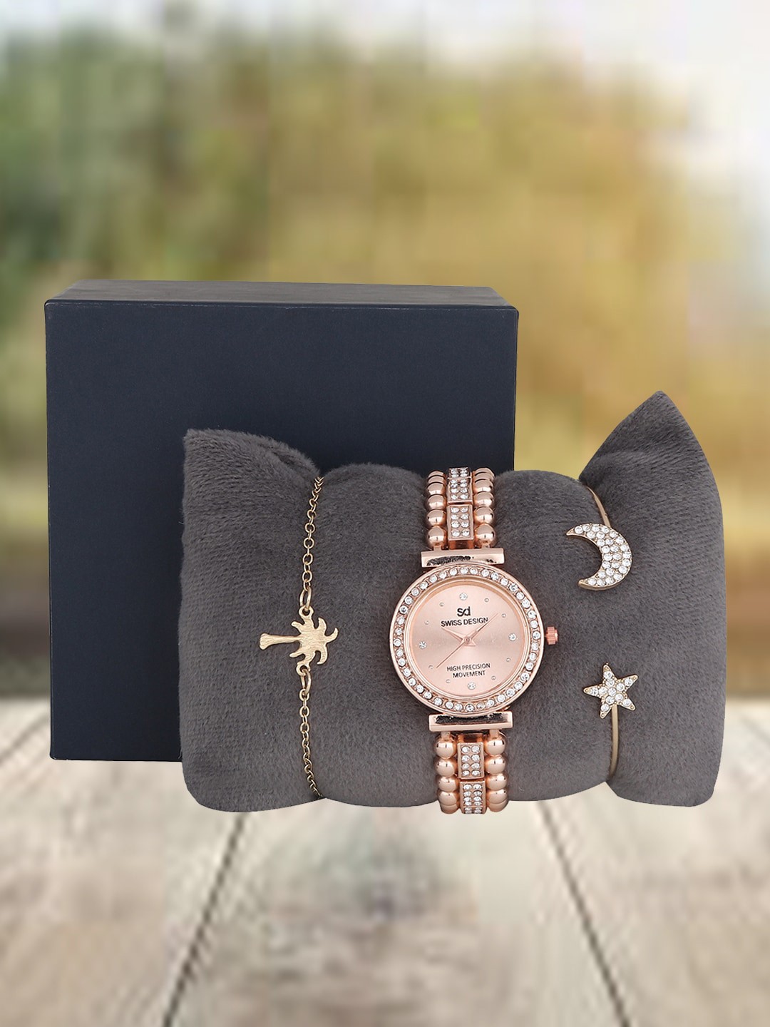 

Swiss Design Women Rose Gold-Plated Watch Gift Set SDWJ Set-99