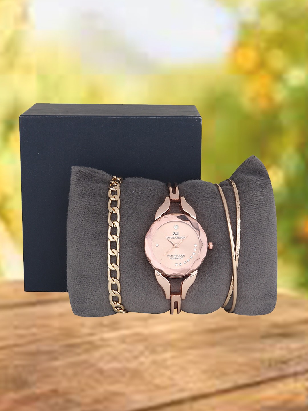 

Swiss Design Women Rose Gold-Plated Watch Gift Set SDWJ Set-101