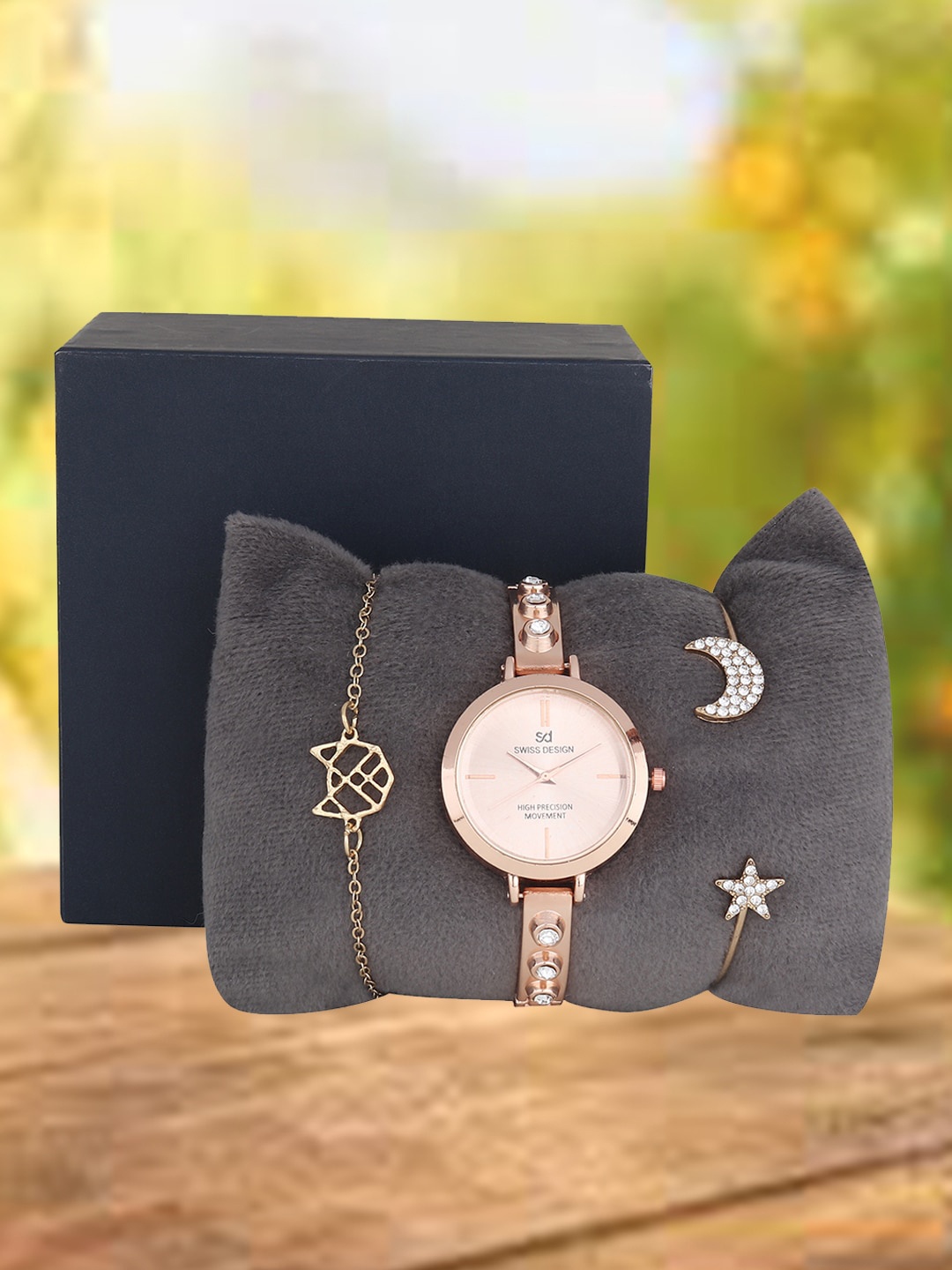 

Swiss Design Women Rose Gold-Plated Watch Gift Set SDWJ Set-98