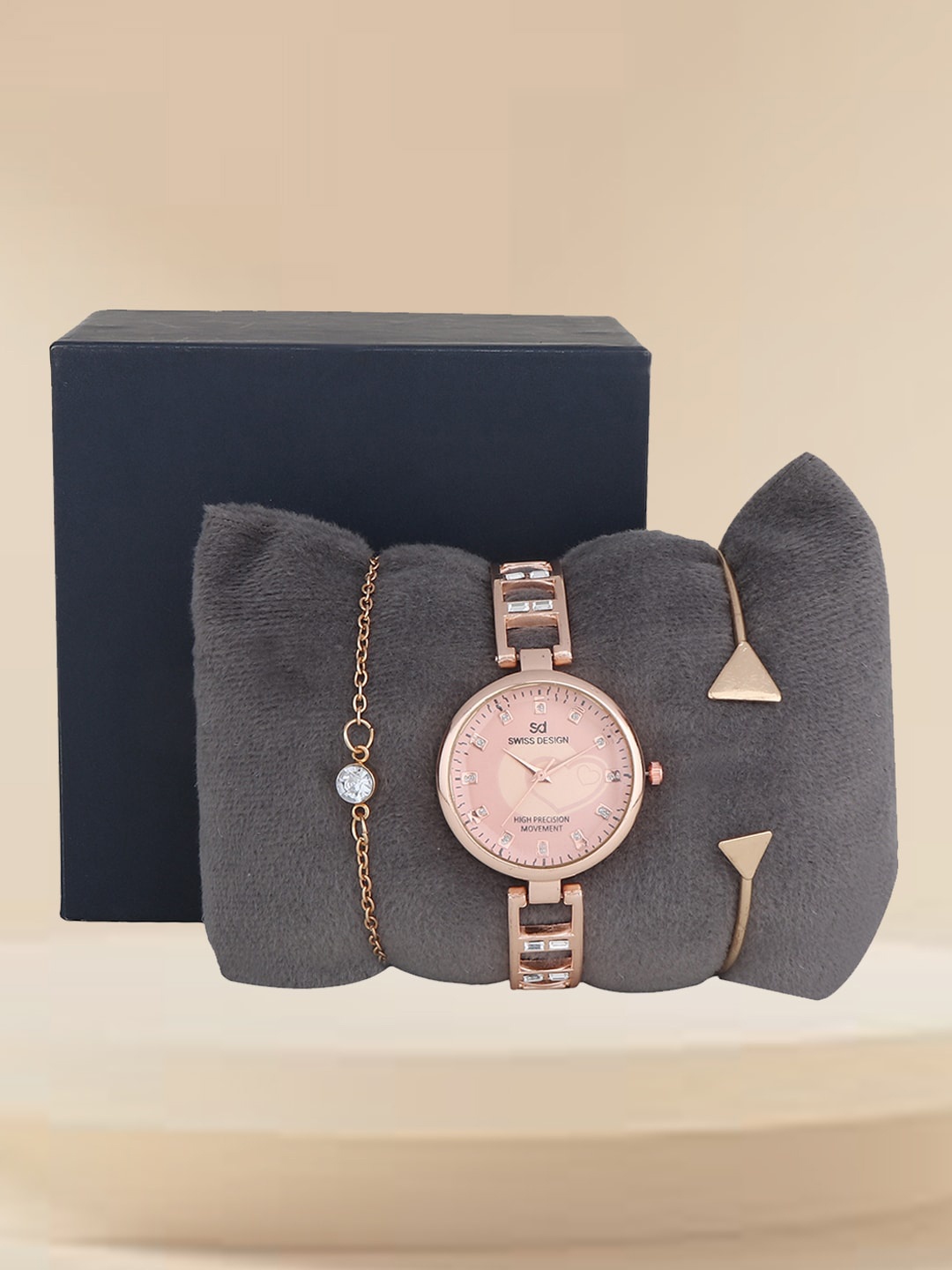 

Swiss Design Women Analogue Watch With Bracelet SDWJ Set-91, Rose gold