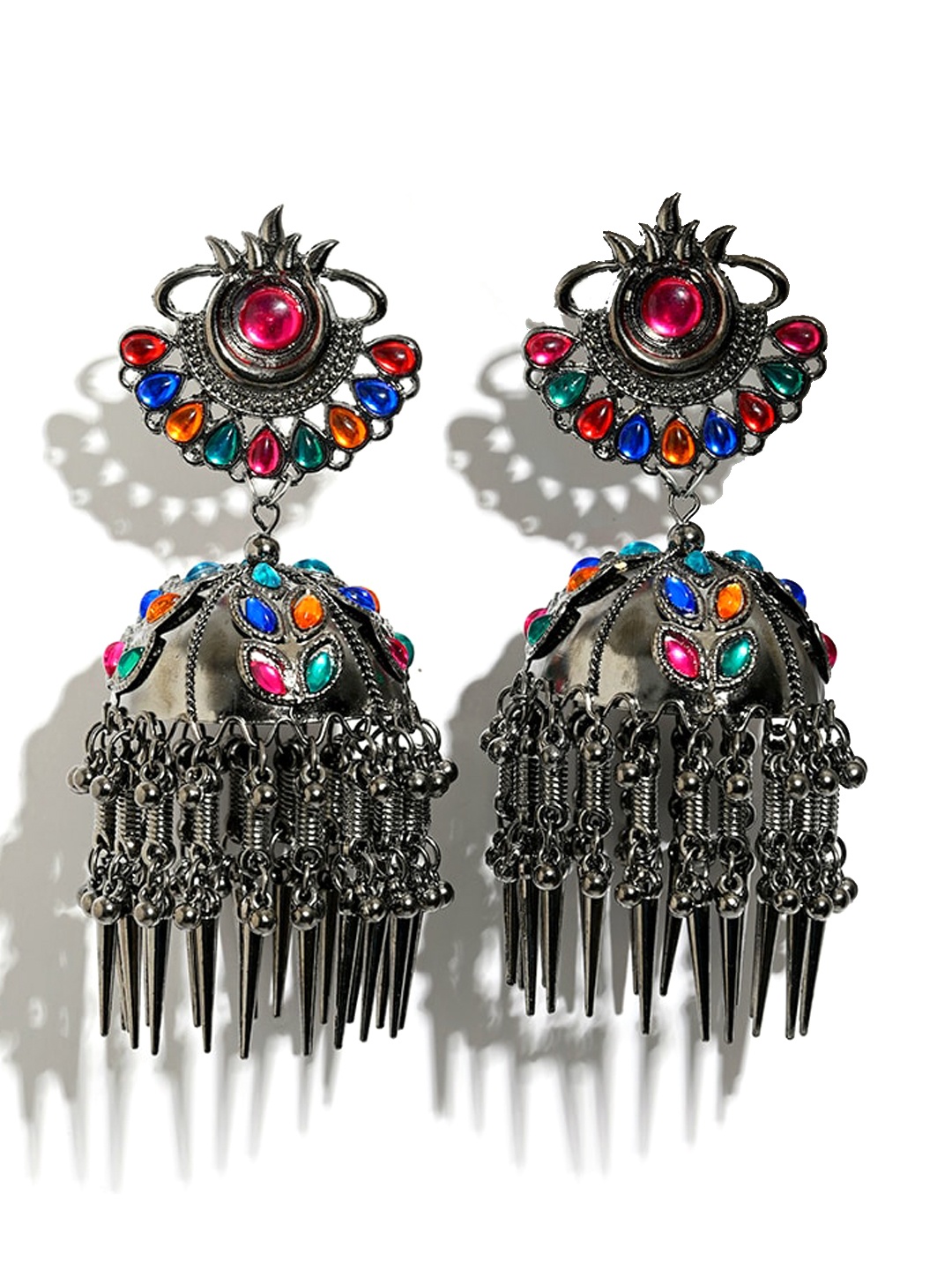 

XPNSV Contemporary Jhumkas Earrings, Silver