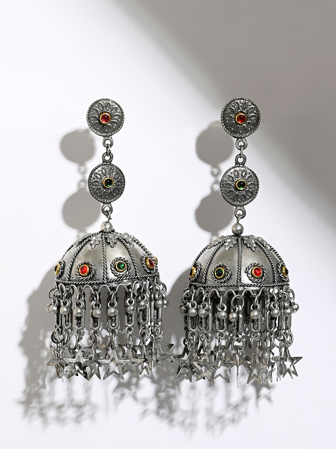 

XPNSV Contemporary Jhumkas Earrings, Silver