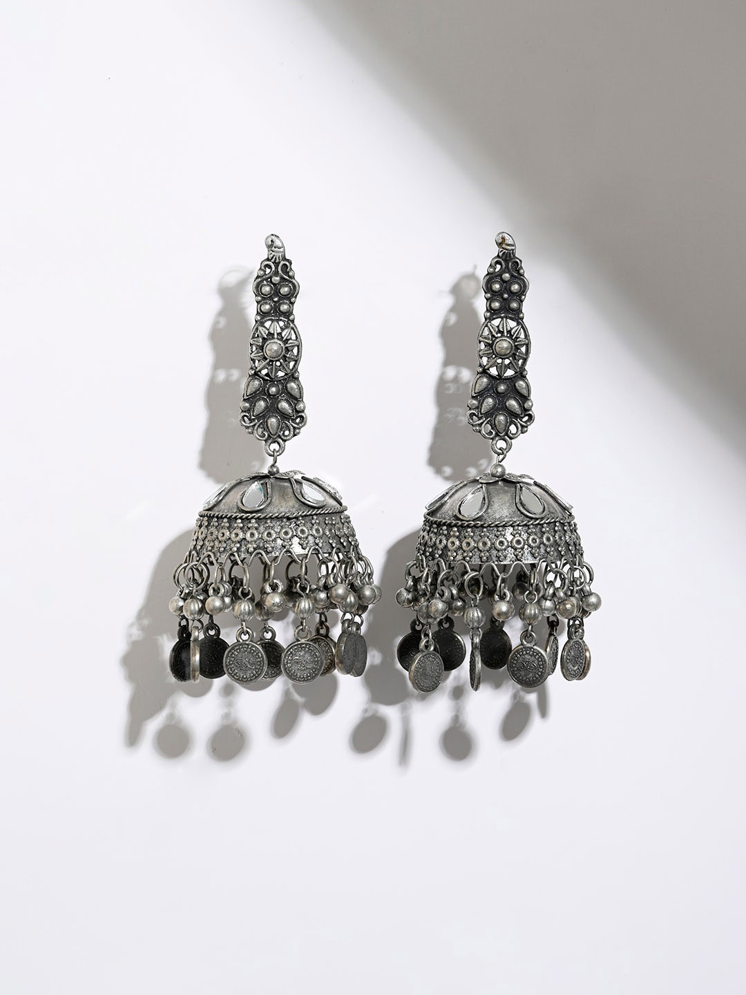 

XPNSV Oxidised Contemporary Jhumkas, Silver