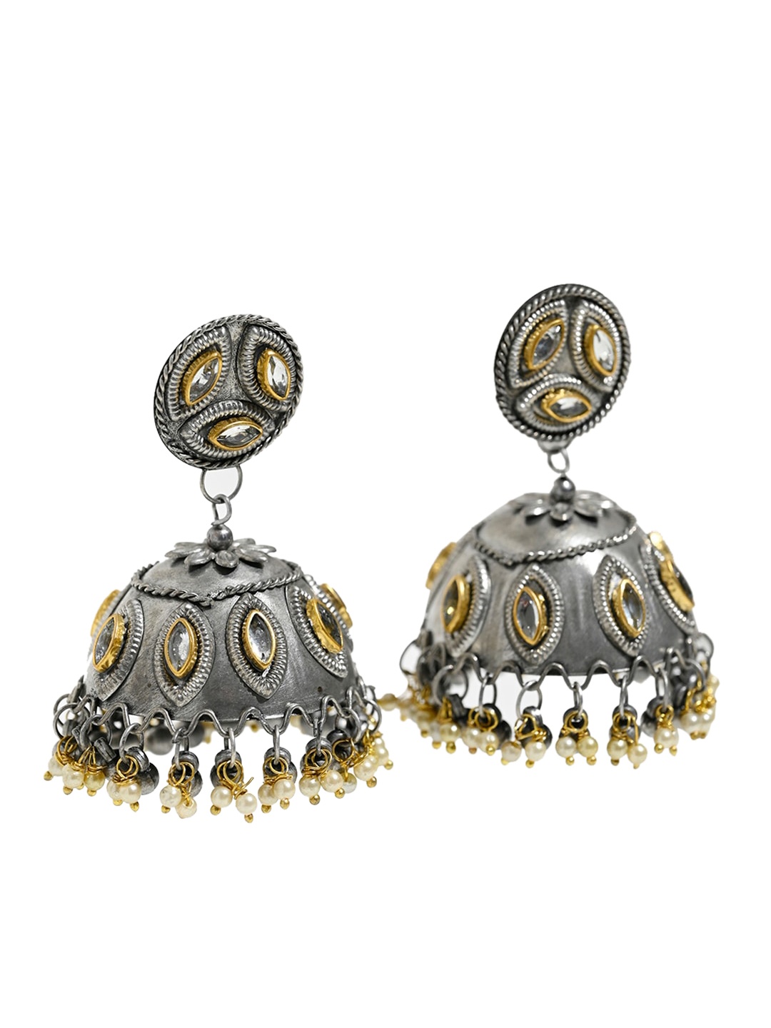 

XPNSV Contemporary Jhumkas Earrings, Silver