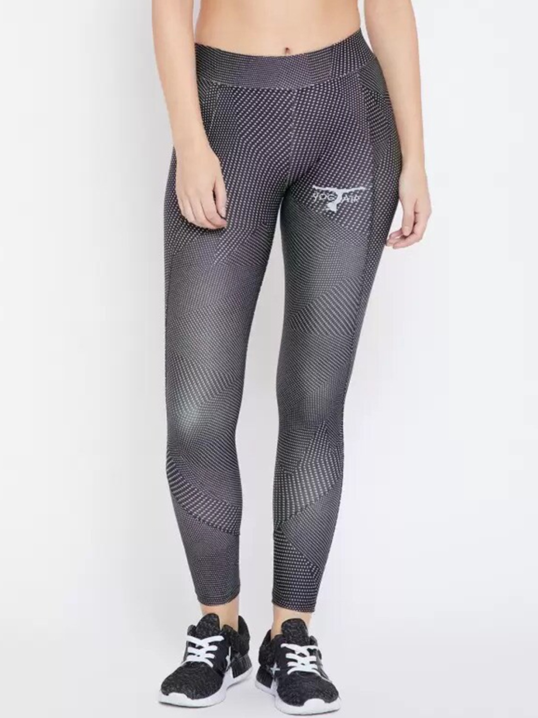 

Bitterlime Women Slim-Fit Printed Ankle-Length Gym Tights, Grey