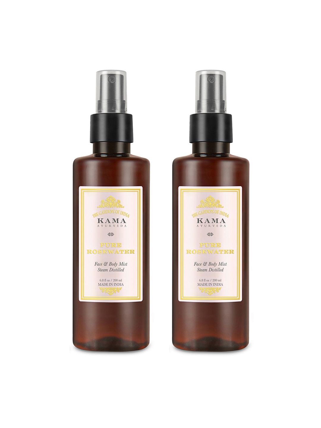 

KAMA AYURVEDA Set of 2 Pure Rose Water Face & Body Mist - 200 ml Each, Brown