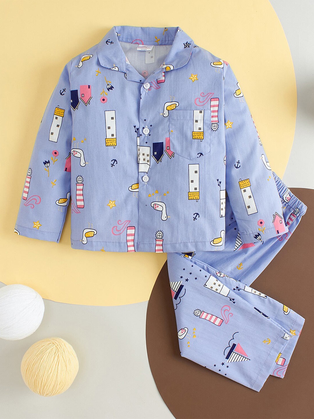 

Babywish Kids Comfort Fit Graphic Printed Pure Cotton Night Suit, Purple