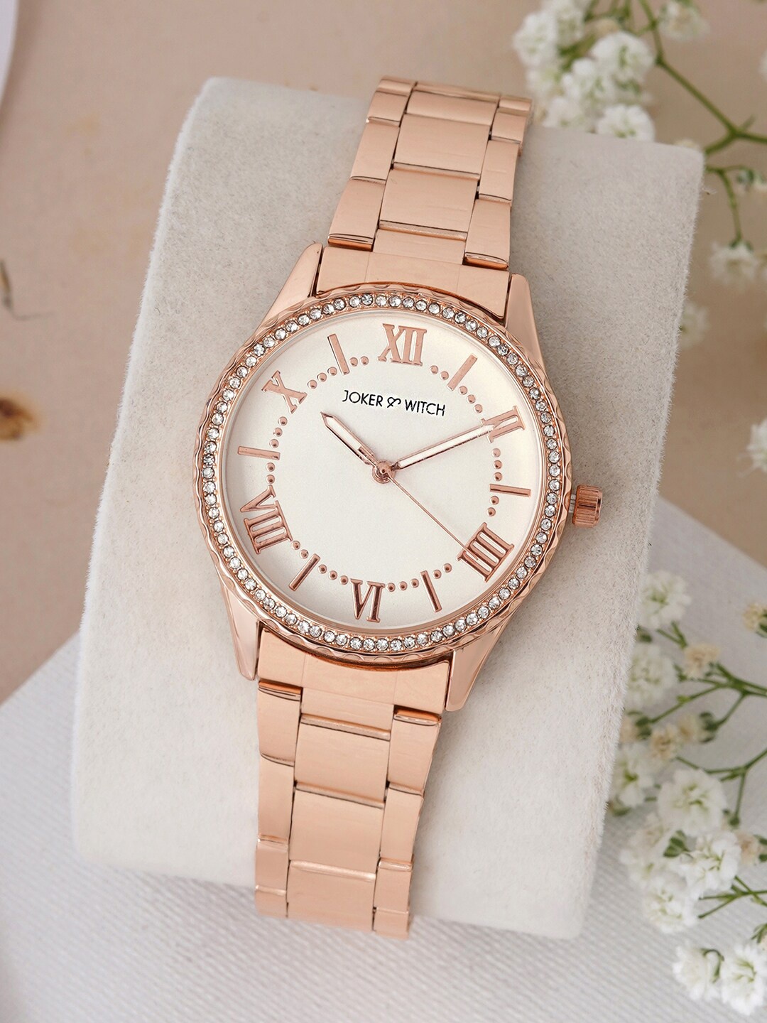 

JOKER & WITCH Women Embellished Dial Bracelet Style Straps Analogue Watch AMWW738, Rose gold