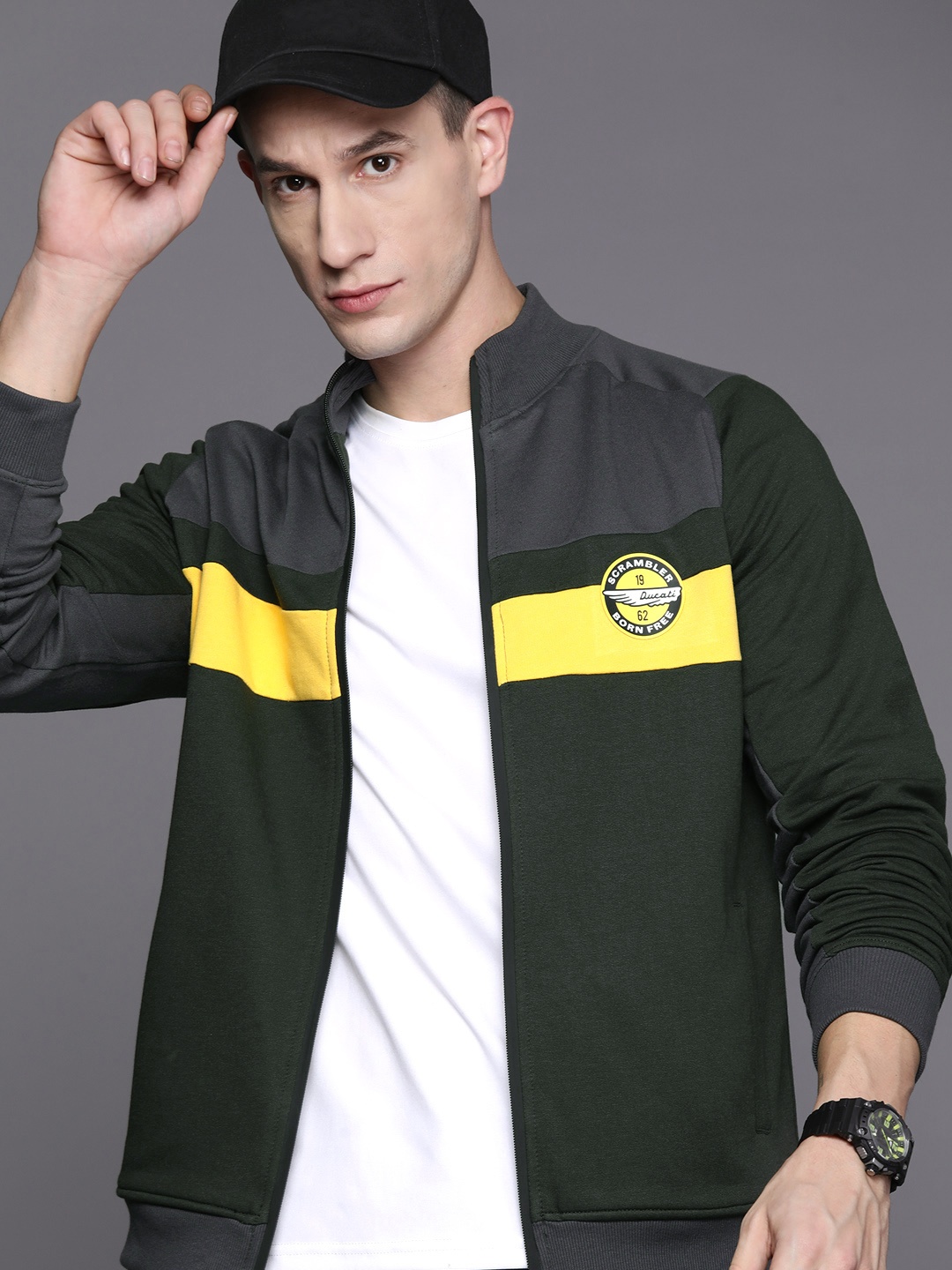 

Ducati Striped Mock Neck Sweatshirt, Olive