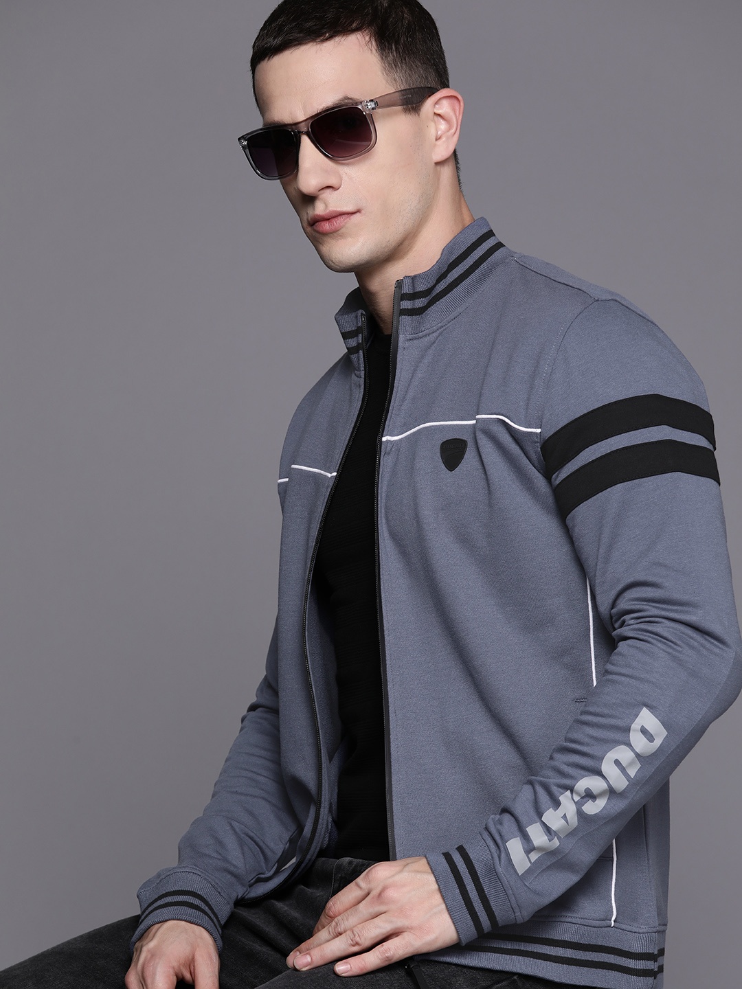 

Ducati Brand Logo Printed Contrast Detailed Hooded Sweatshirt, Grey
