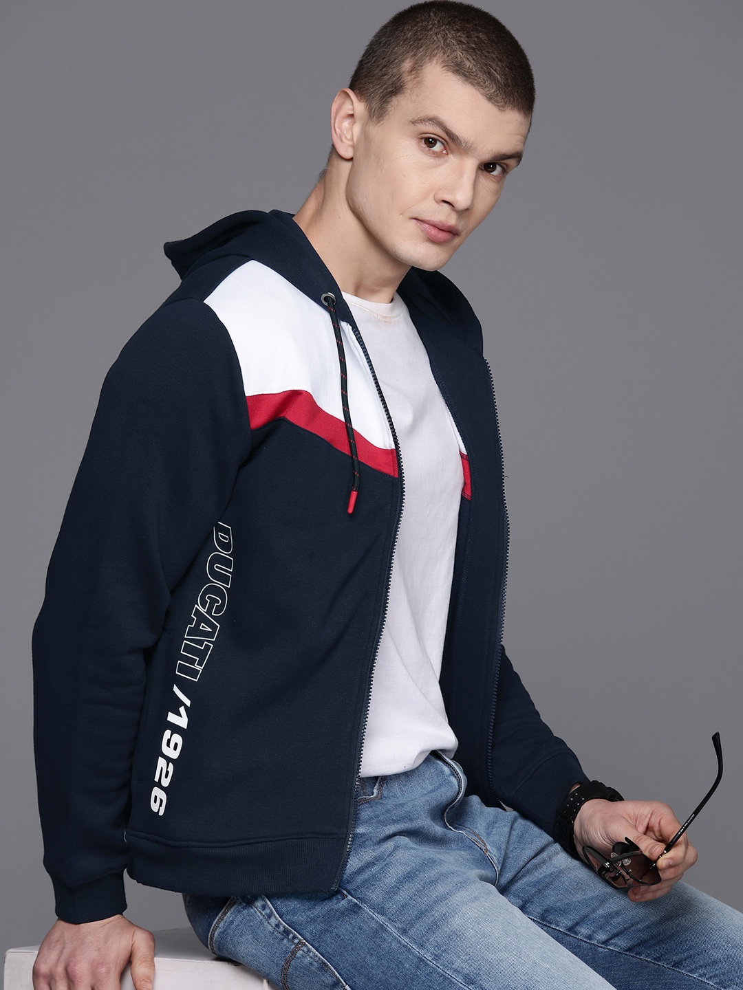 

Ducati Colourblocked Hooded Sweatshirt, Navy blue
