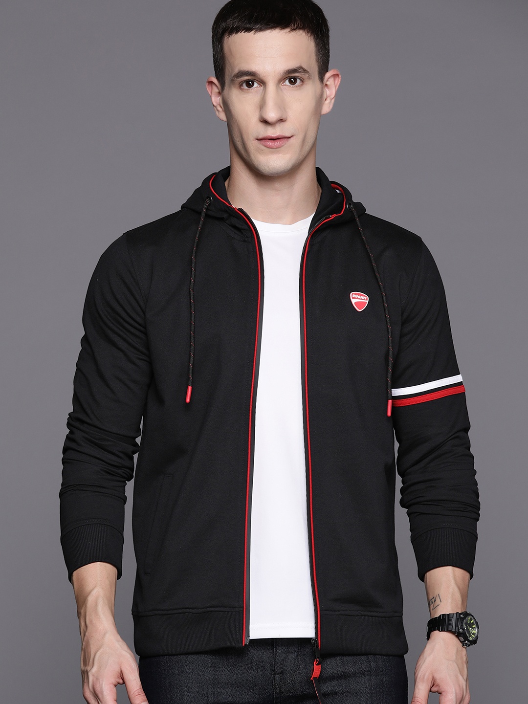 

Ducati Brand Logo Printed Hooded Sweatshirt, Black