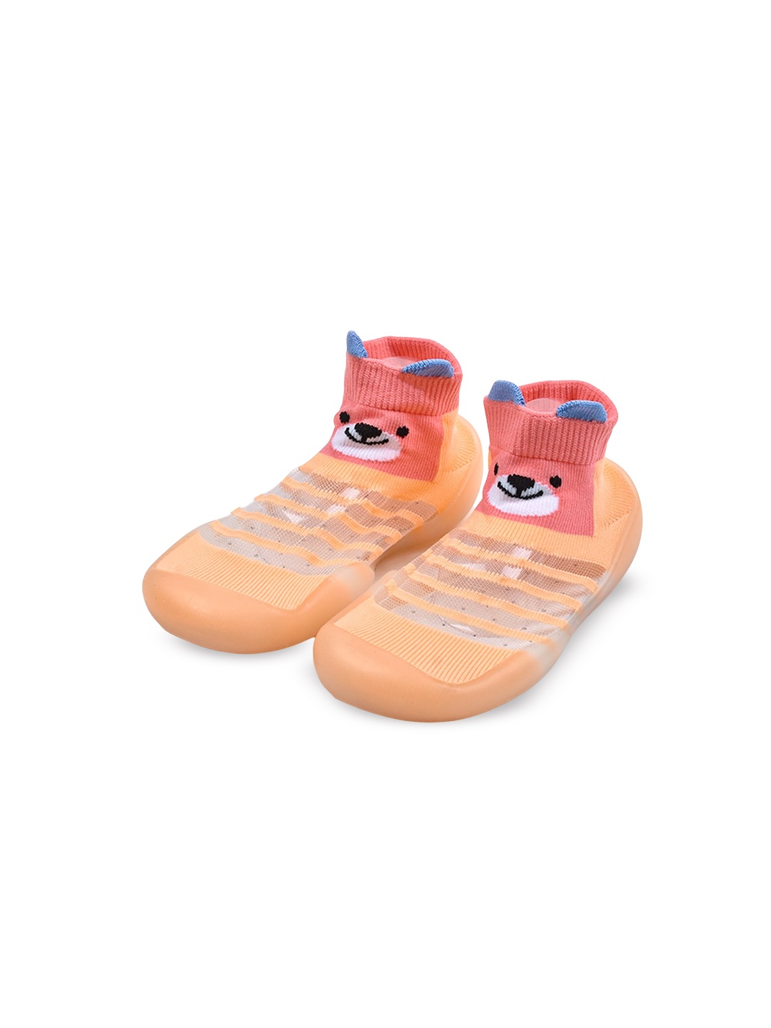 

FOOTPRINTS Kids Printed Anti-Slip Breathable Cotton Sock Slip-On Sneakers, Orange