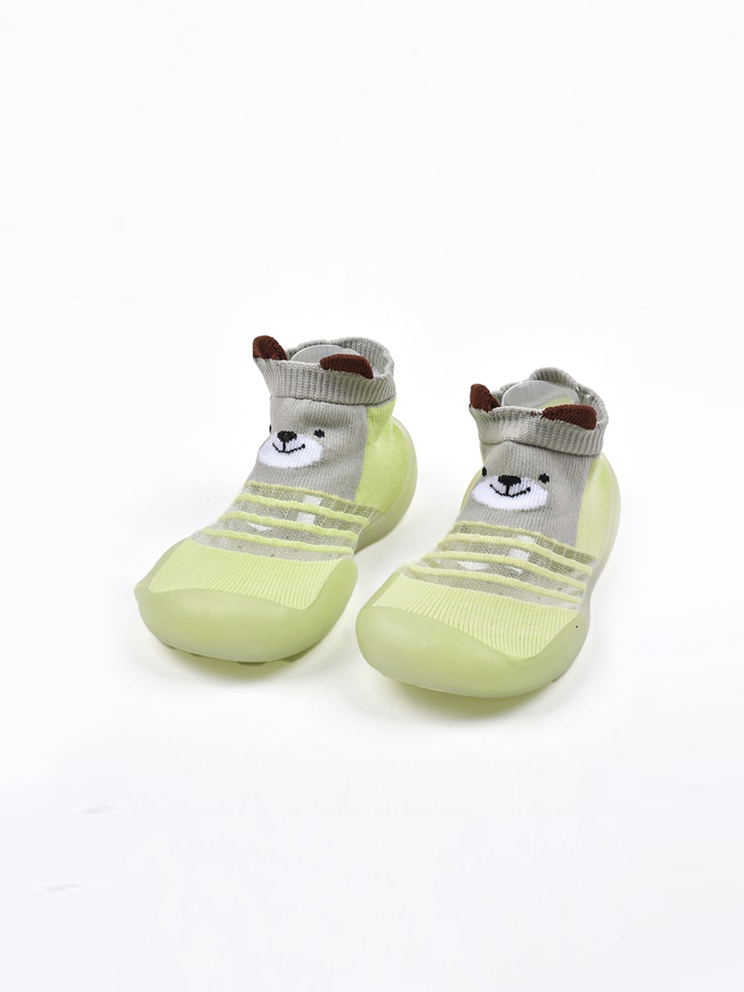 

FOOTPRINTS Kids Printed Anti-Slip Breathable Cotton Sock Slip-On Sneakers, Green