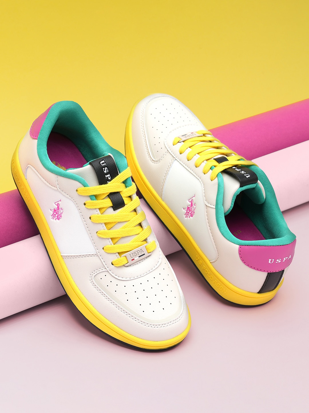 

U.S. Polo Assn. Women REIN Colourblocked Comfort Insole Basics Sneakers, White