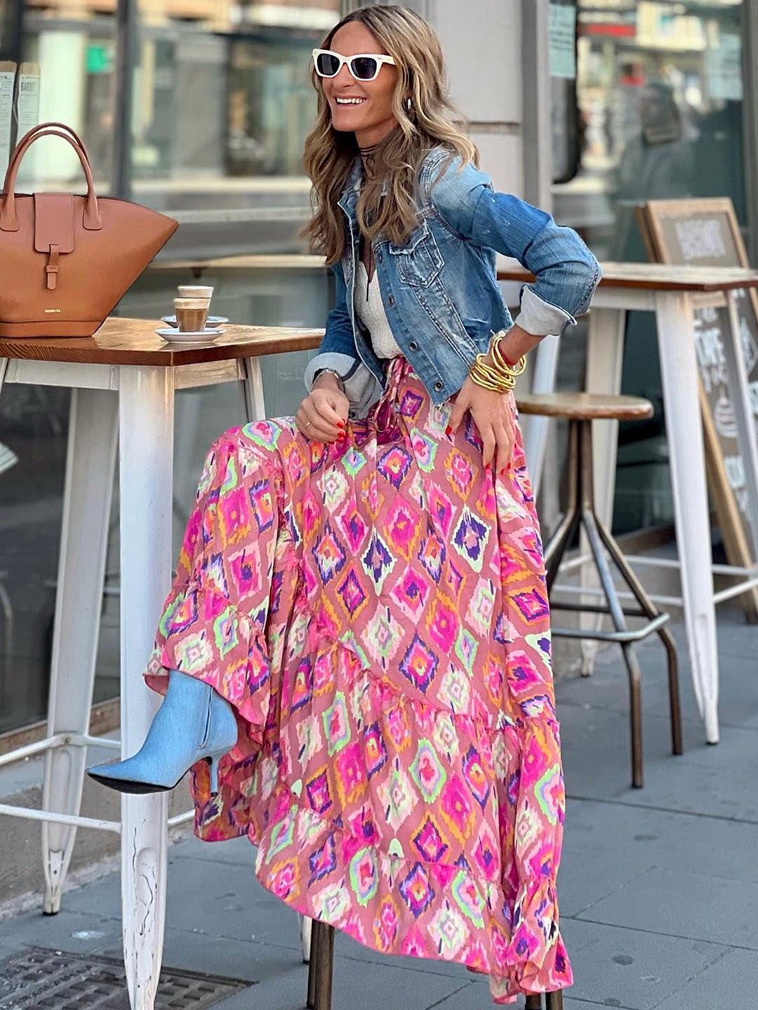 

BoStreet Printed Tiered Skirt, Pink