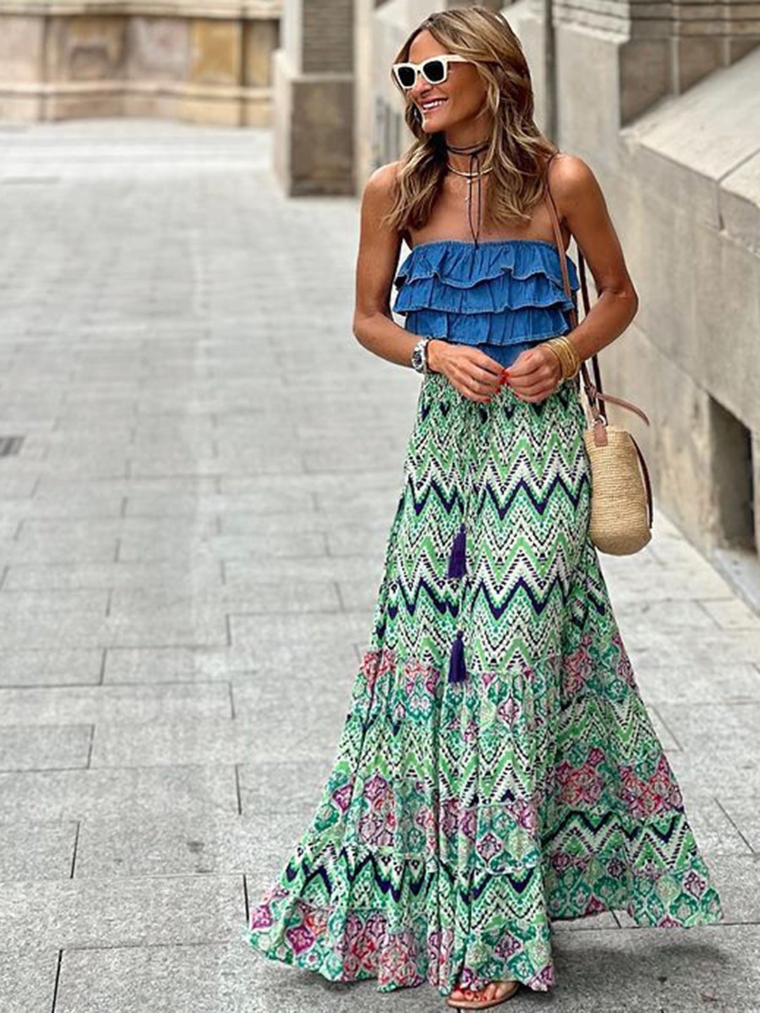

StyleCast Printed Flared Skirt, Green