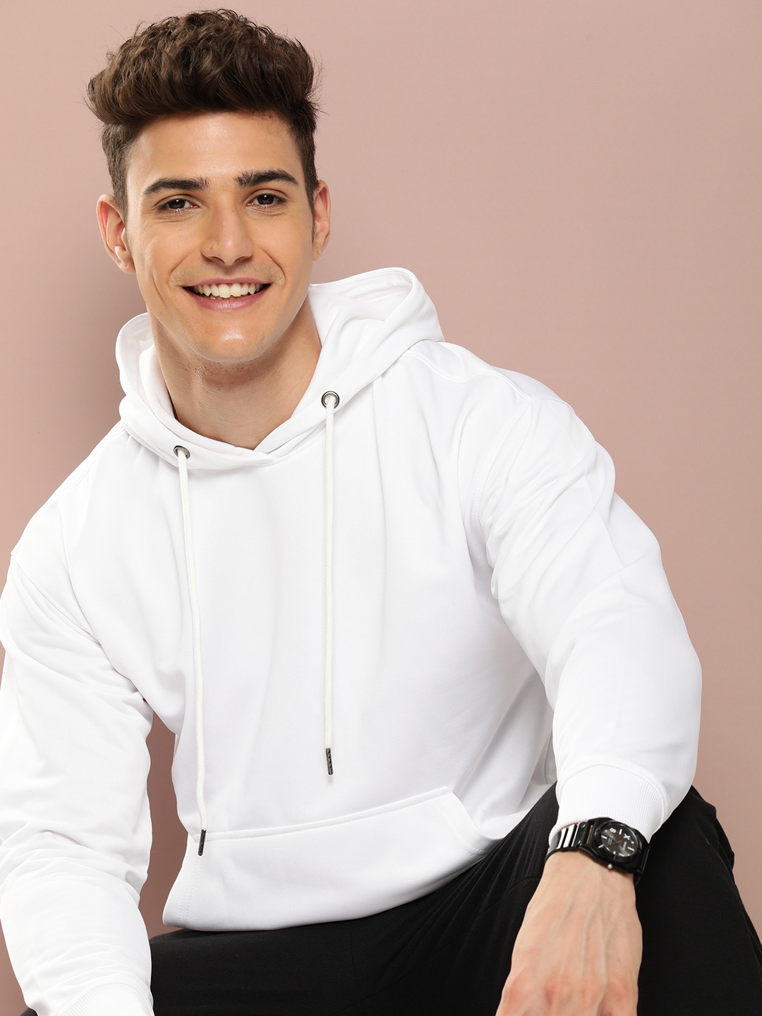 

Harvard Solid Hooded Sweatshirt, White