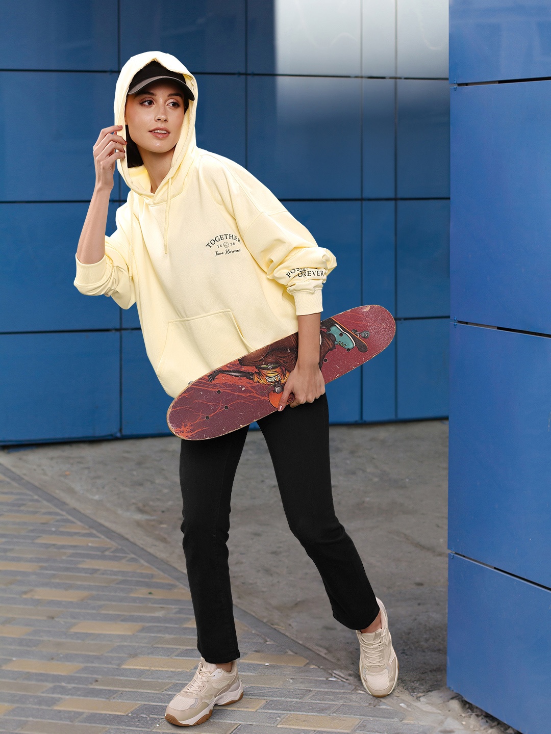 

Harvard Typography Printed Hooded Sweatshirt, Yellow