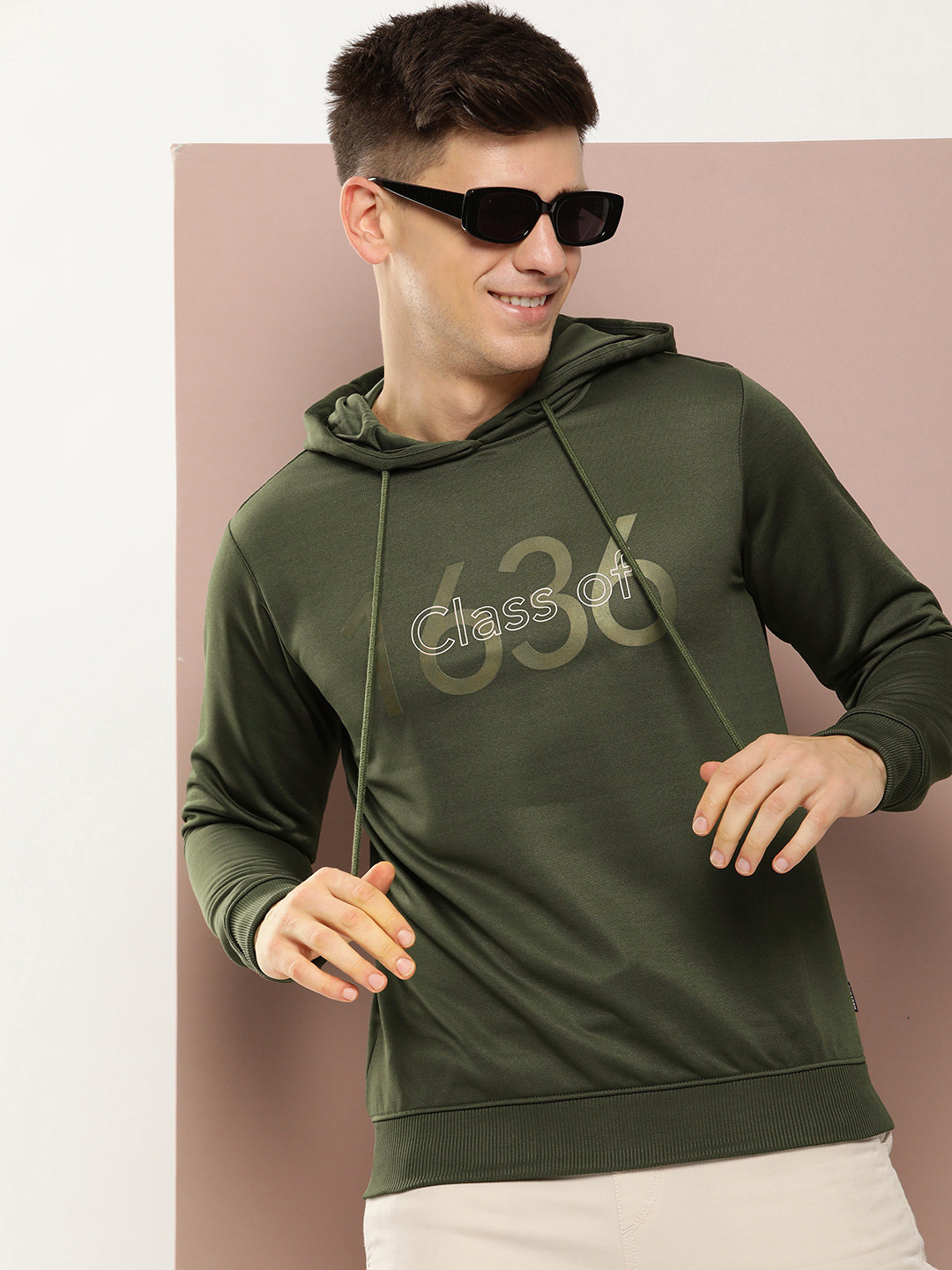 

Harvard Typography Printed Hooded Sweatshirt, Olive