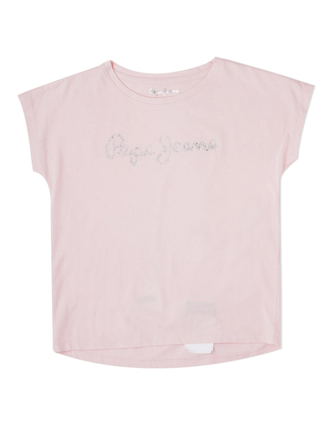 

Pepe Jeans Girls Typography Embellished Extended Sleeves Pure Cotton T-shirt, Pink