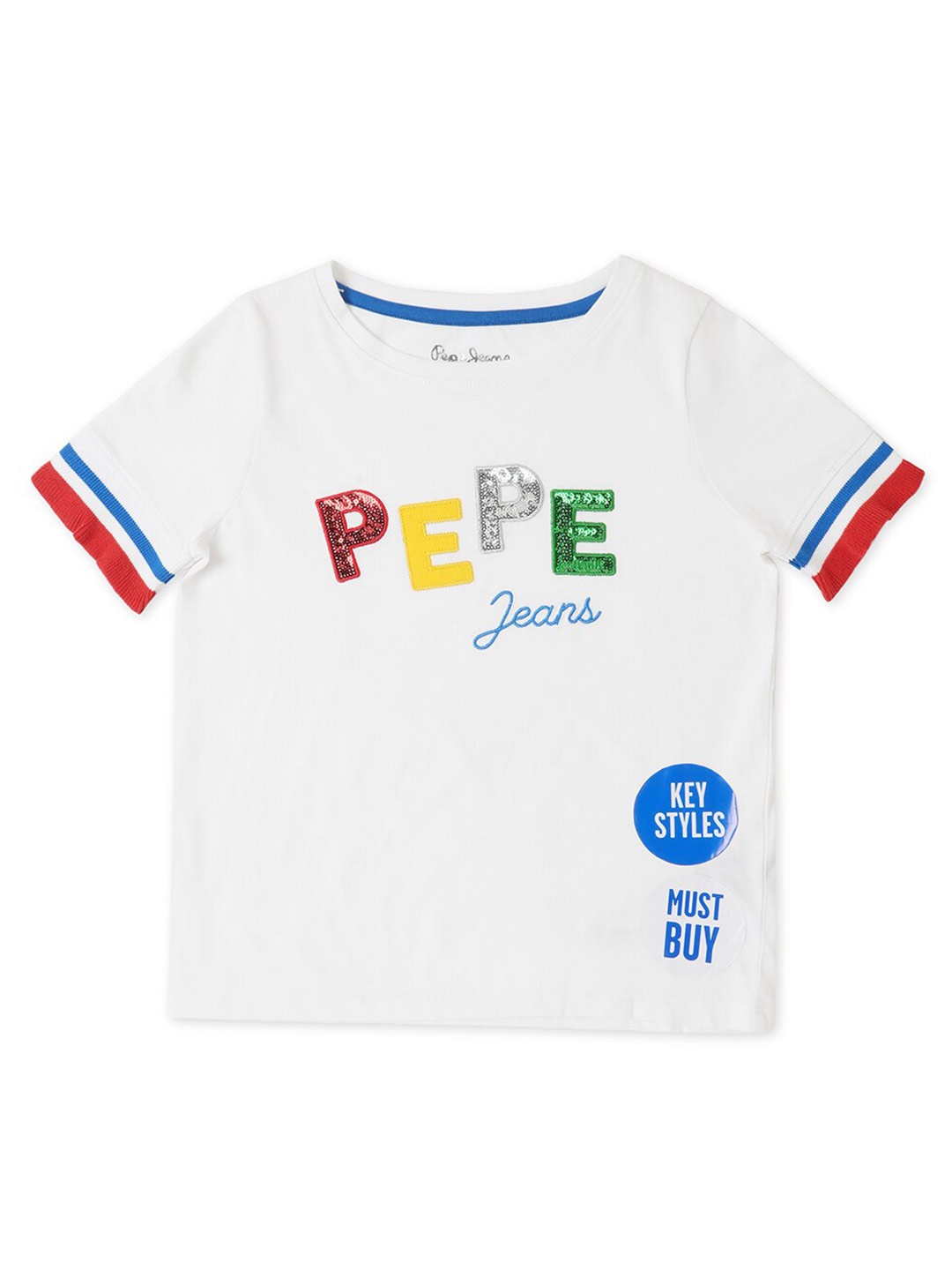 

Pepe Jeans Girls Typography Embellished Pure Cotton T-shirt, White