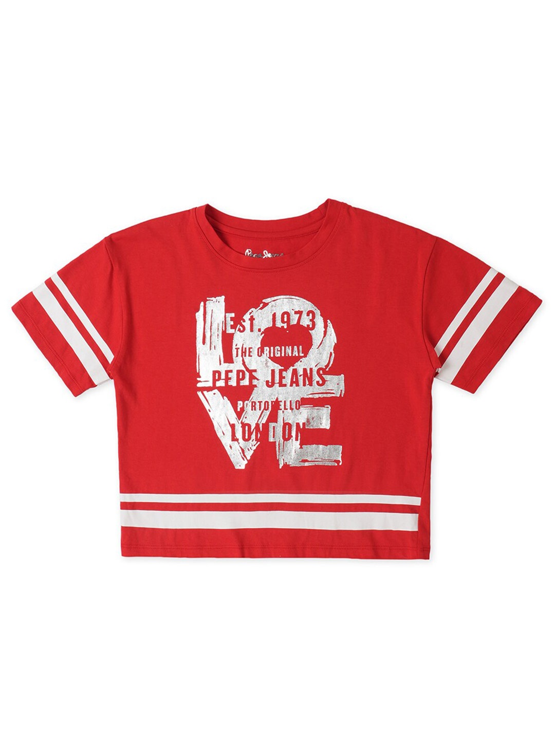 

Pepe Jeans Girls Graphic Printed Pure Cotton T-shirt, Red