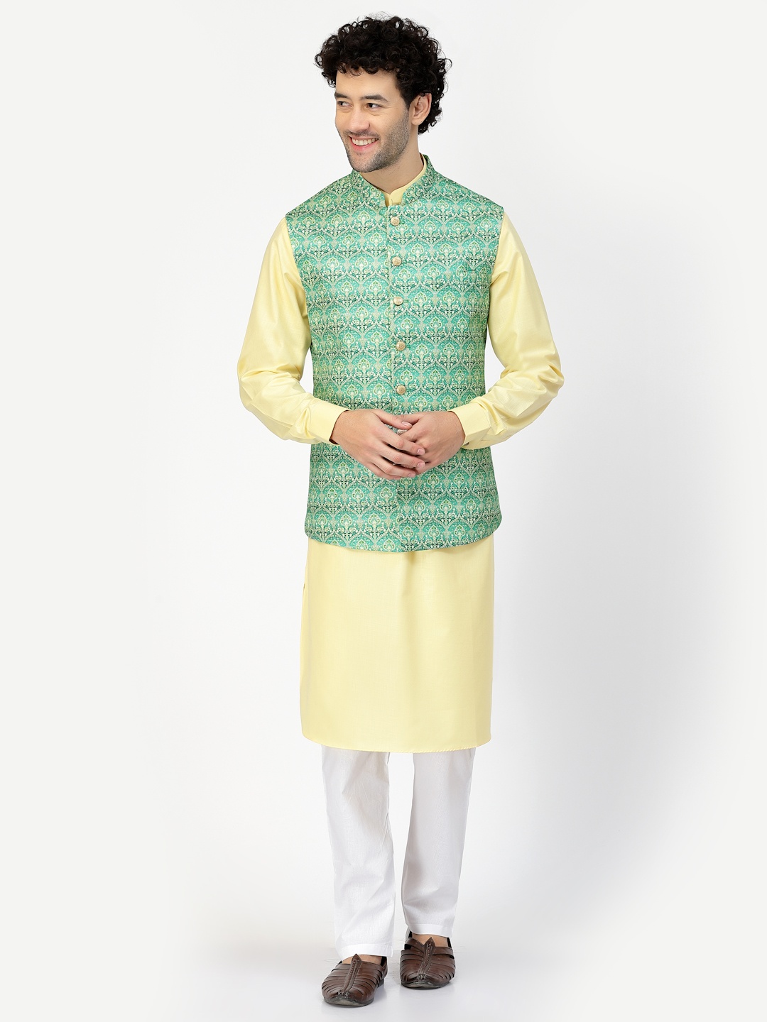 

MOHANLAL SONS Printed Nehru Jackets, Green