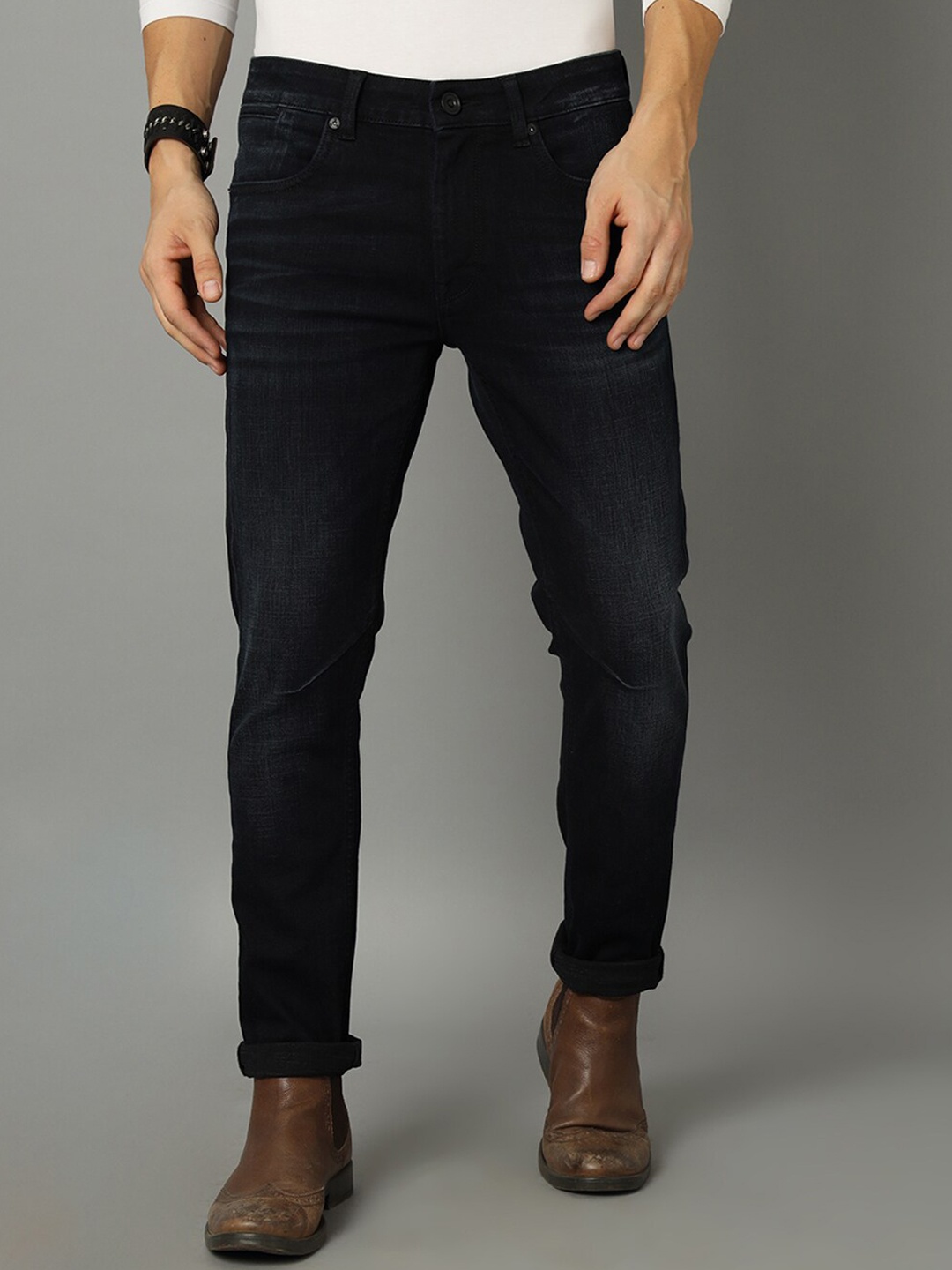 

Voi Jeans Men Skinny Fit Light Fade Jeans, Navy blue