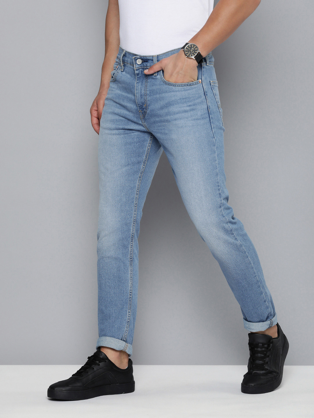 

Levis Men 512 Slim Fit Heavy Fade Stretchable Mid-Rise Jeans, Blue