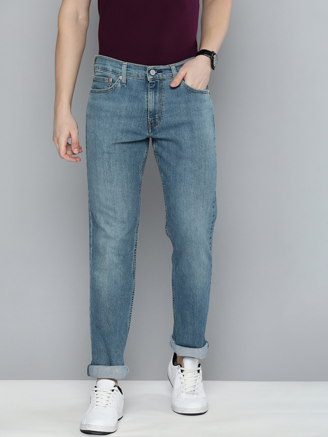 

Levis Men Slim Fit Heavy Fade Stretchable Mid-Rise Jeans, Blue
