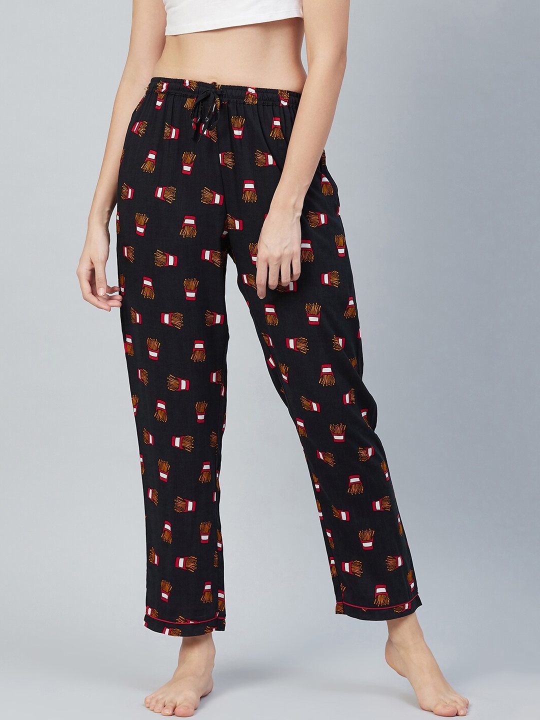 

The Snug Studio Women Printed Mid-Rise Lounge Pants, Black