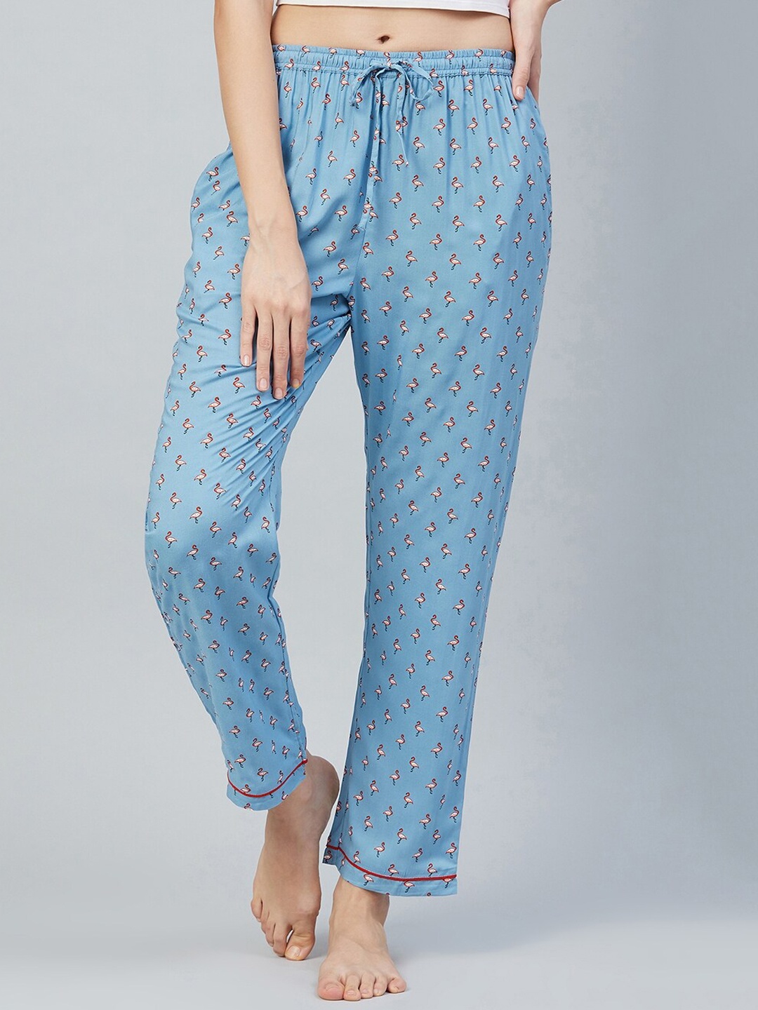 

The Snug Studio Flamingo Printed Mid-Rise Lounge Pants, Blue