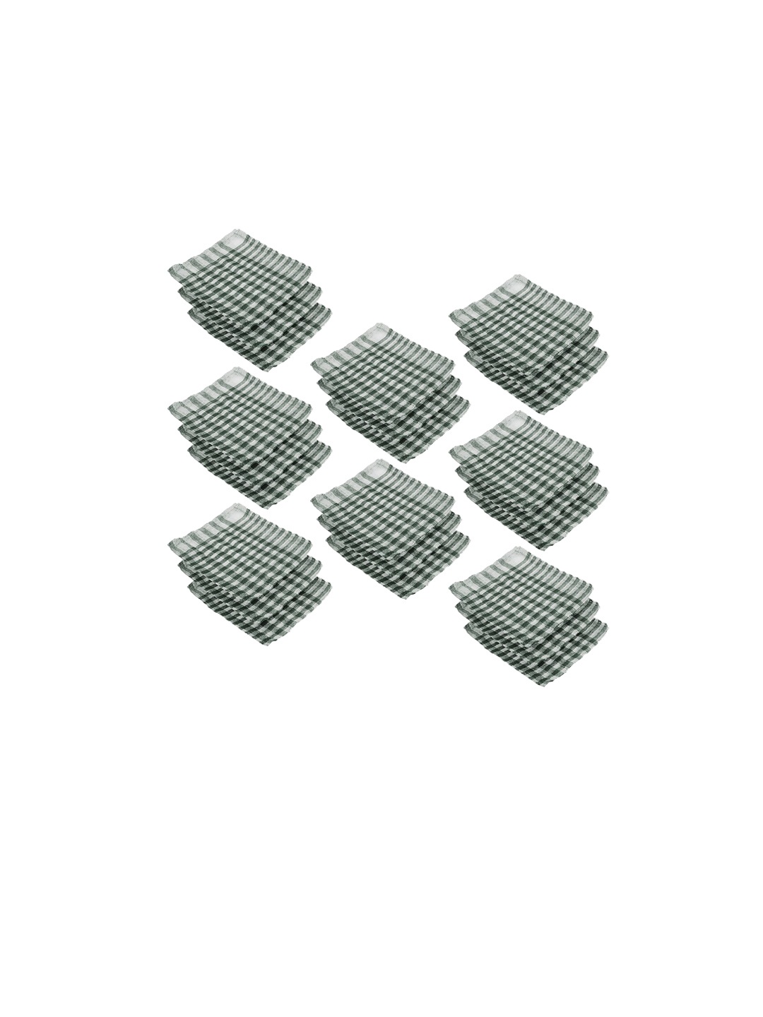 

Kuber Industries Green & White 24 Pieces Checked Cotton Kitchen Towels