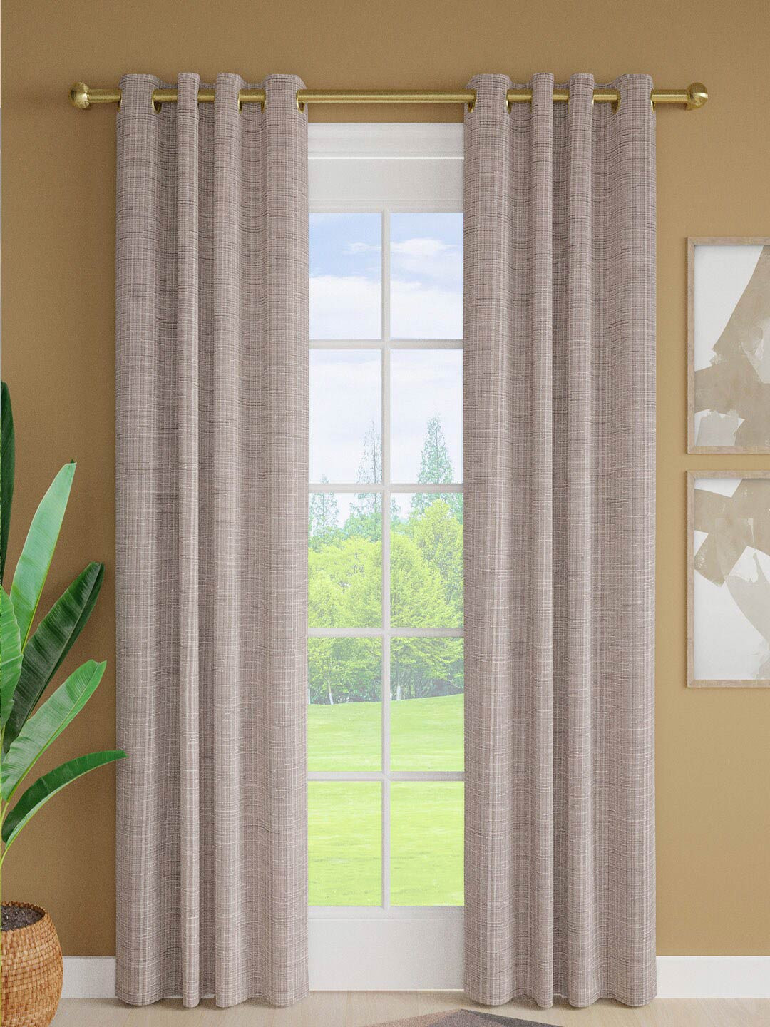 

Just Home Grey 2 Pieces Self Design Door Curtains