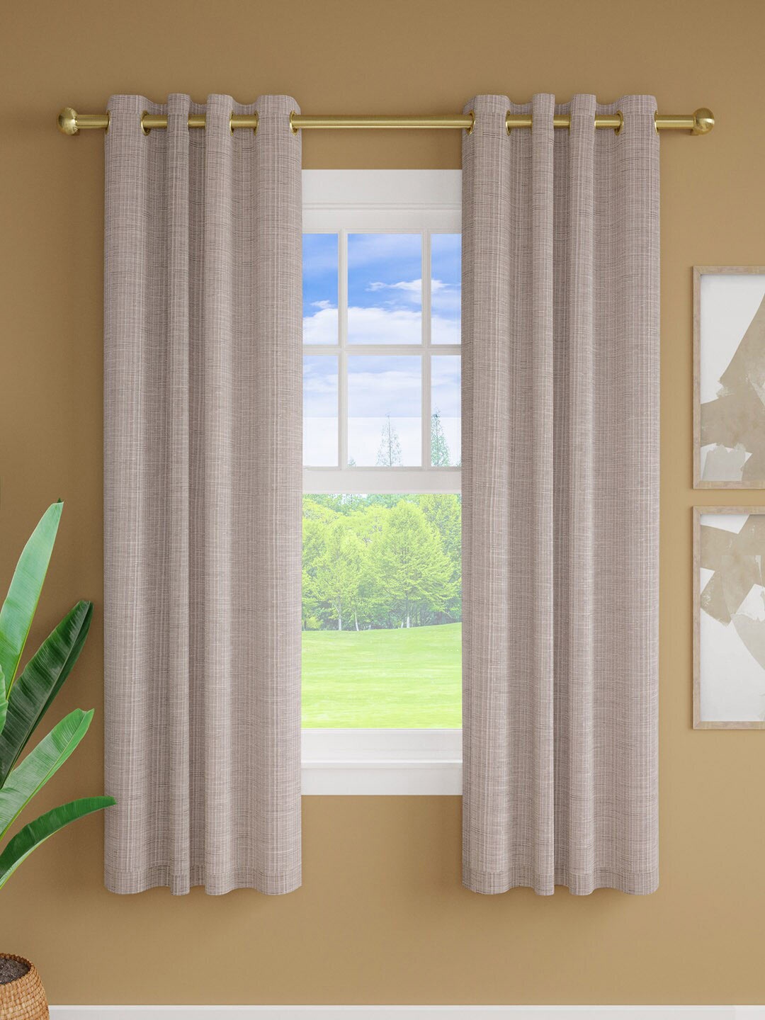 

Just Home Grey 2 Pieces Window Curtains