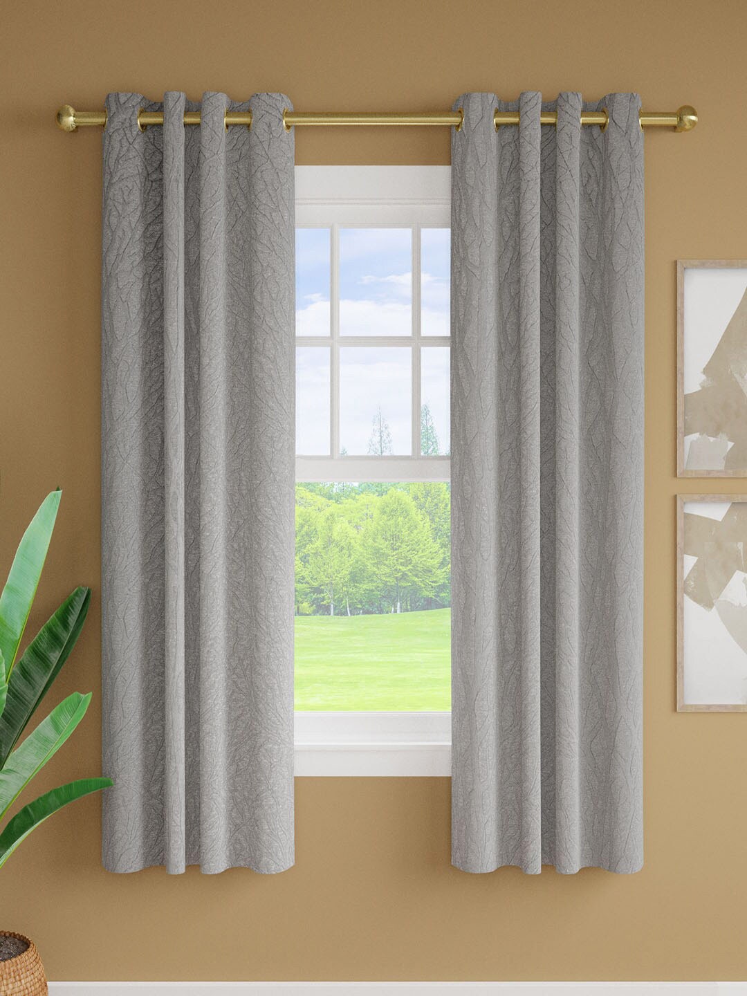 

Just Home Grey 2 Pieces Room Darkening Window Curtains