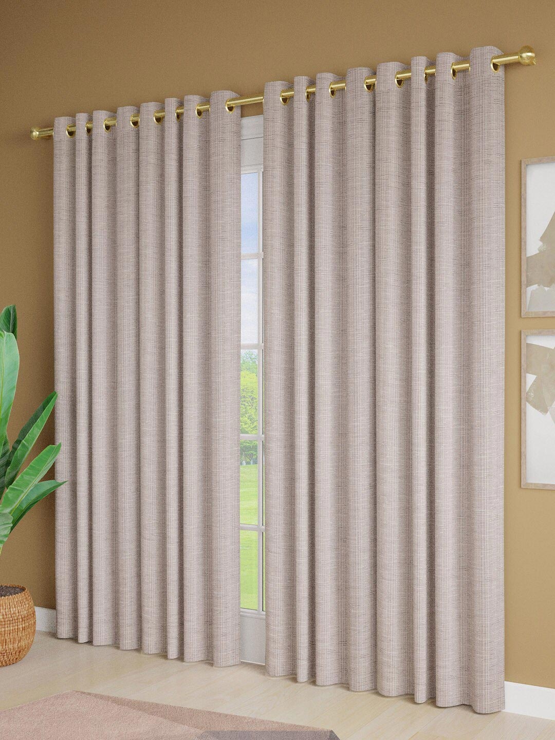 

Just Home Grey Self Design 4 Pieces Door Curtains