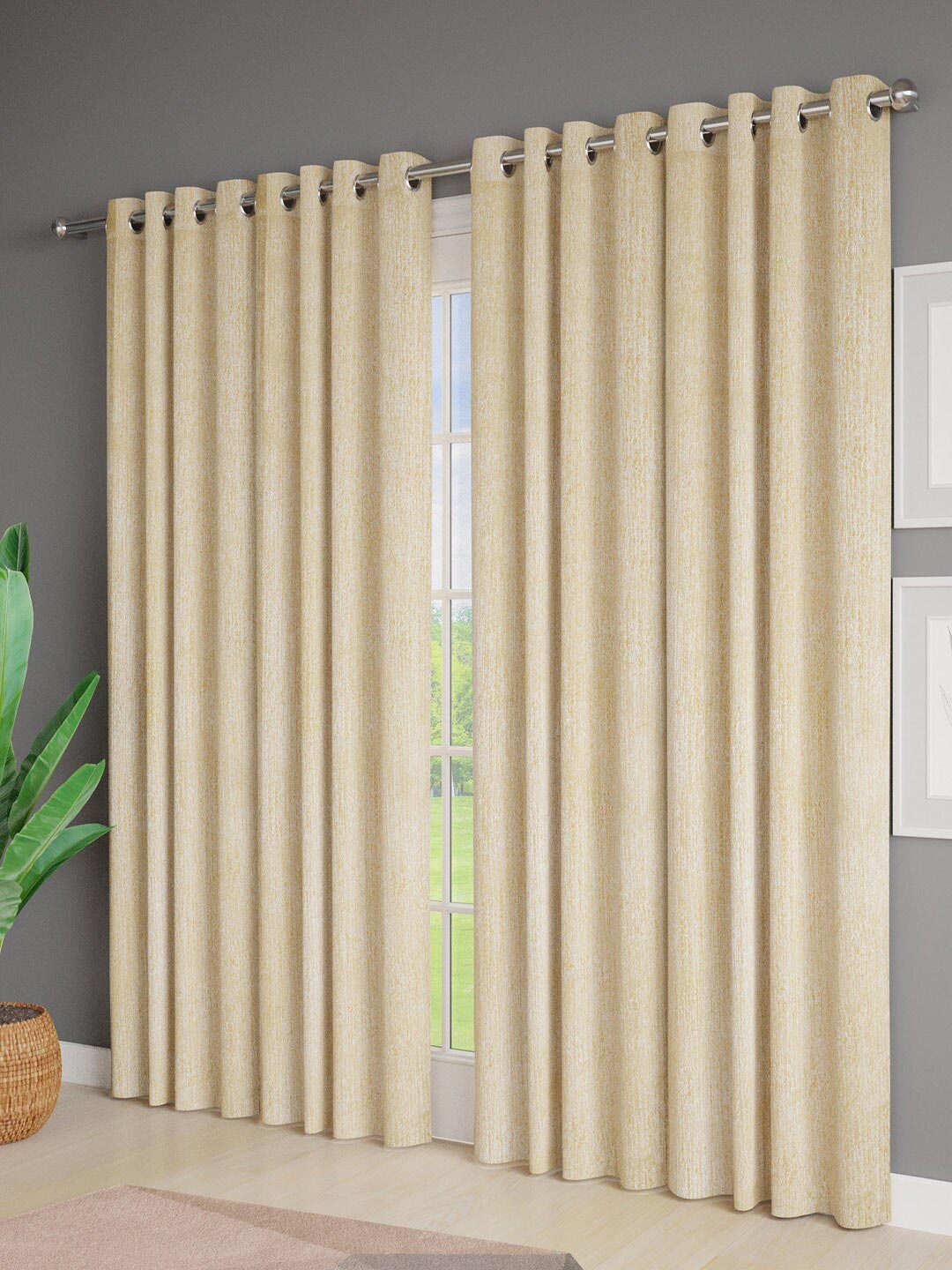 

Just Home Green Self Design 4 Pieces Door Curtains
