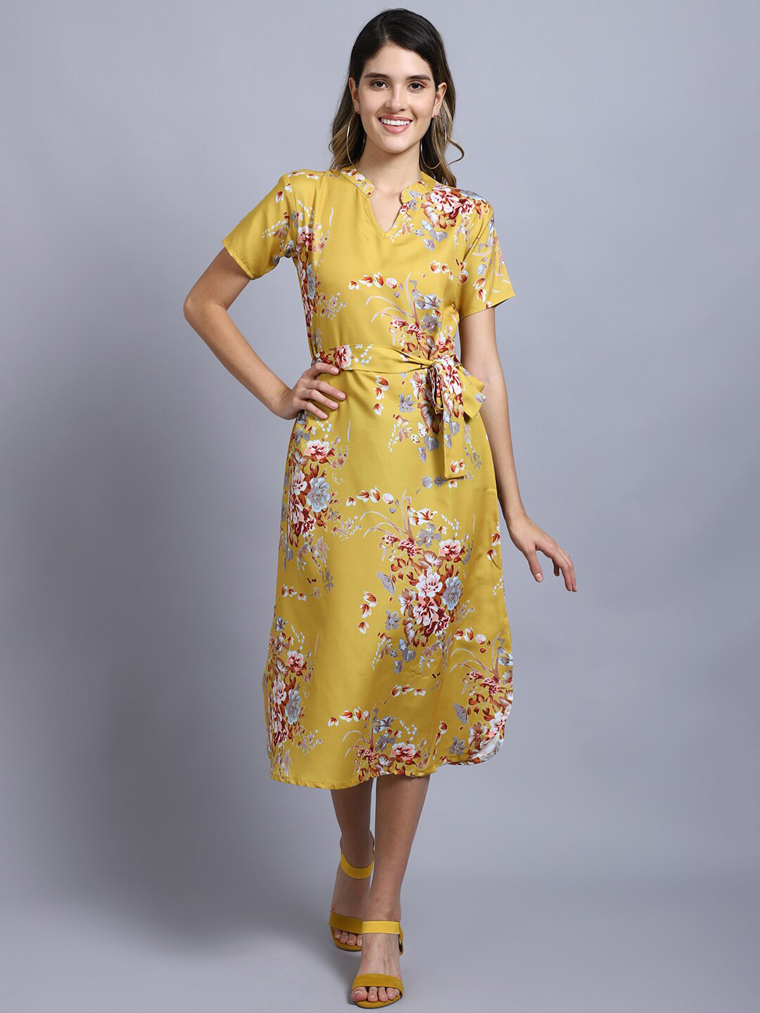 

Sugathari Floral Printed Fit & Flare Midi Dress, Yellow