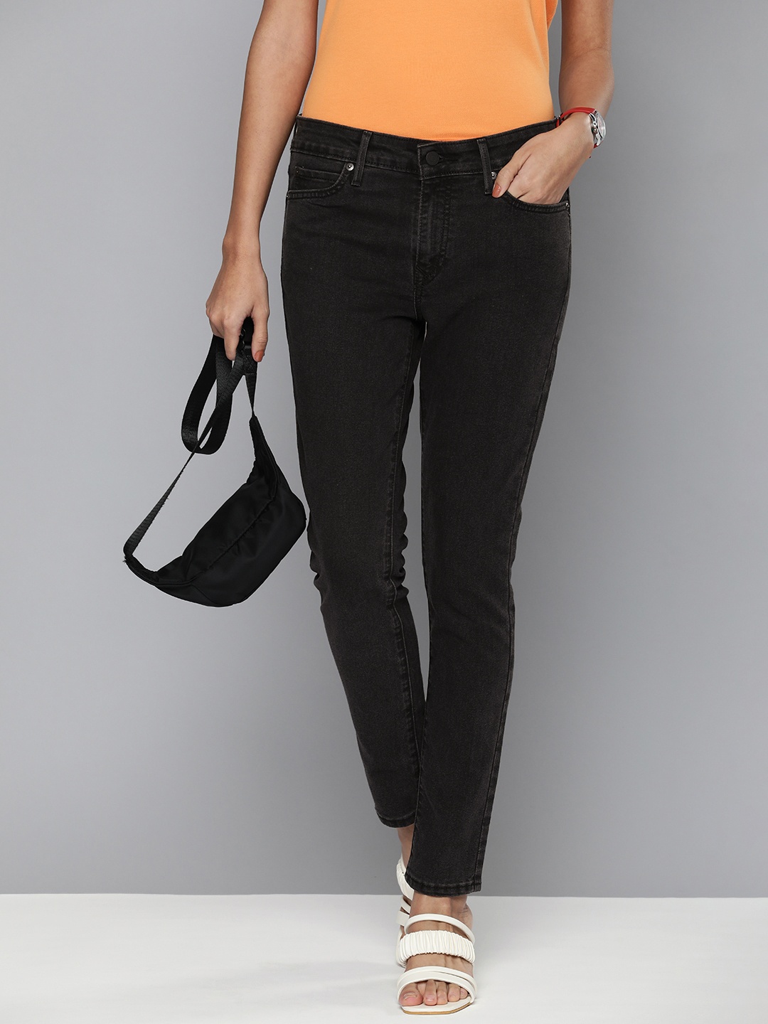 

Levis Women Mid Rise Skinny Fit Stretchable Jeans, Black