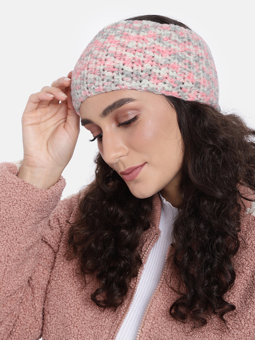 

Magic Needles Women Crochet Chill Wrap Woolen Headband, Peach
