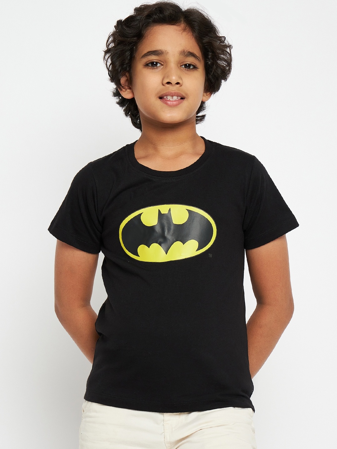 

Wear Your Mind Boys Typography Batman Printed Round Pure Cotton T-Shirt, Black
