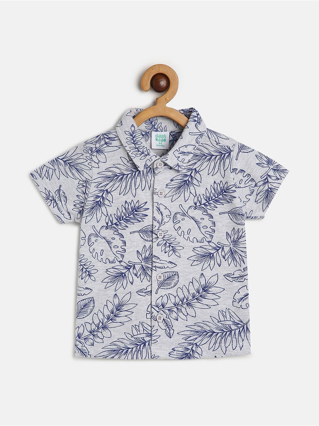 

MINI KLUB Infant Boys Tropical Printed Pure Cotton Casual Shirt, Grey