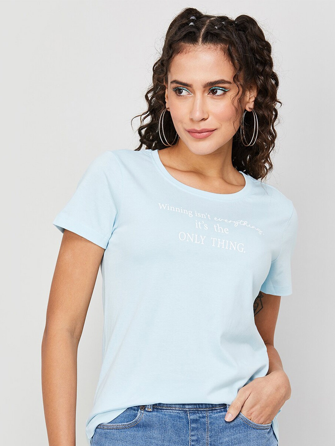 

Fame Forever by Lifestyle Round Neck Cotton T-Shirt, Blue