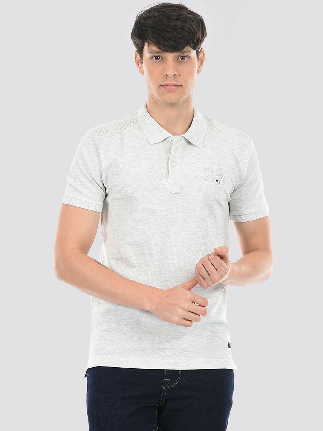 

Monte Carlo Polo Collar Cotton T-shirt, Grey