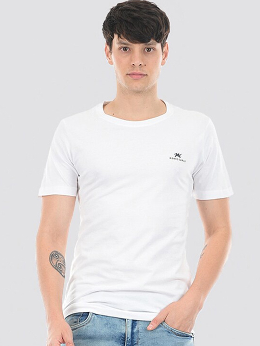 

Monte Carlo Round Neck Cotton T-shirt, White