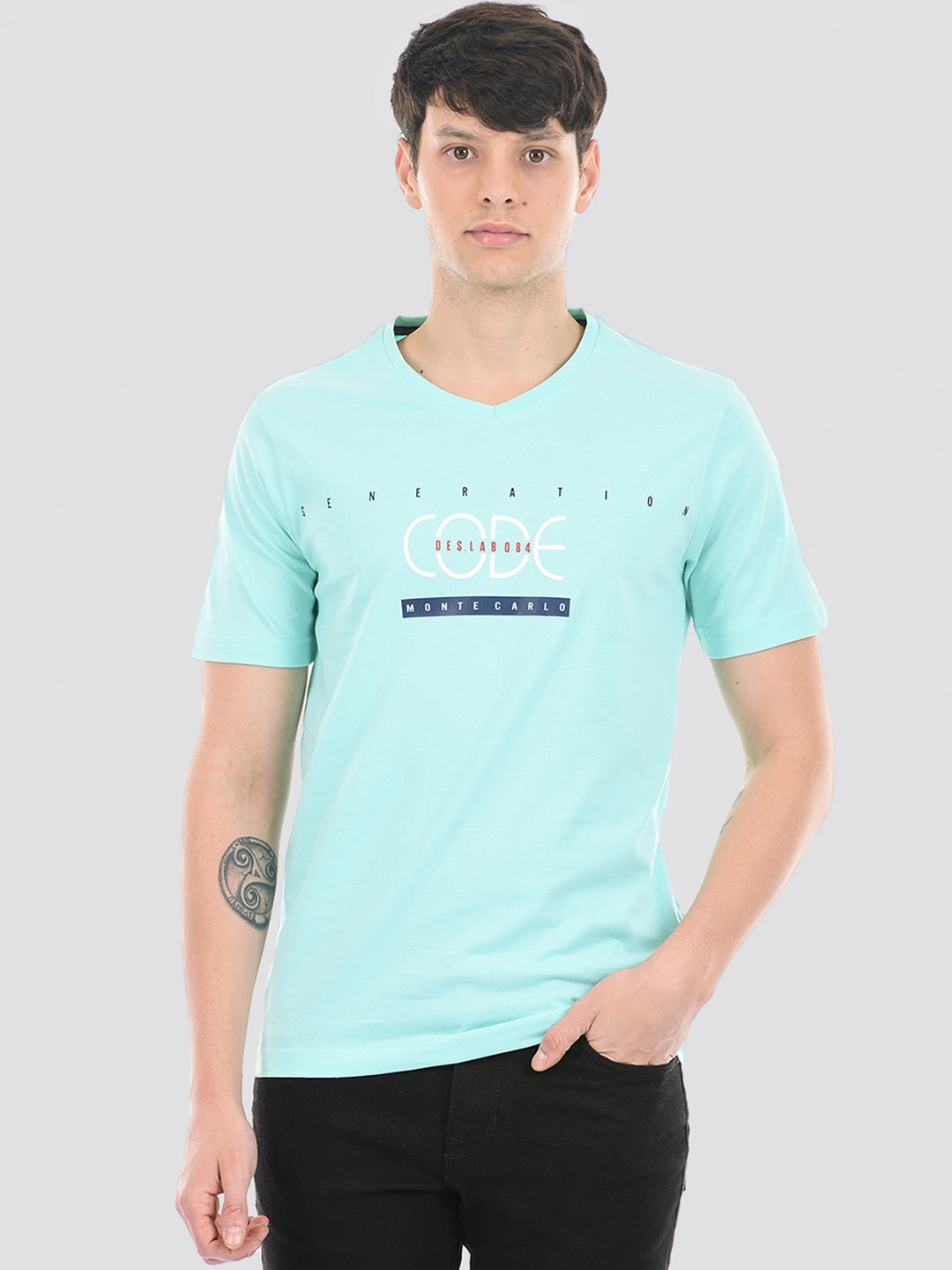 Monte Carlo Typography Printed Cotton T-shirt, Green