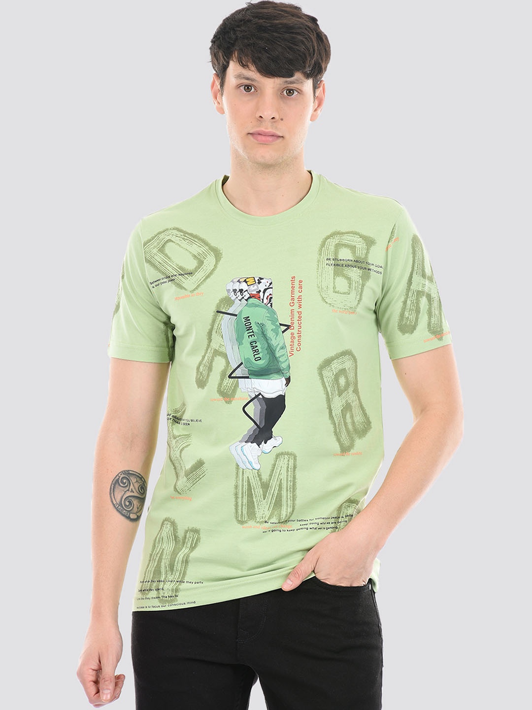 

Monte Carlo Graphic Printed Cotton T-shirt, Green