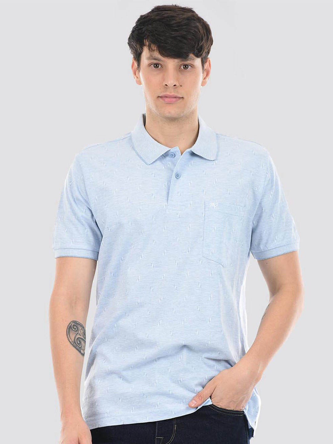 

Monte Carlo Polo Collar Self Designed Cotton T-shirt, Blue